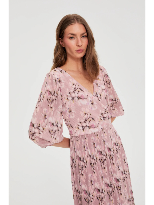 Moodo Pliszírozott ruha rózsaszín Moodo