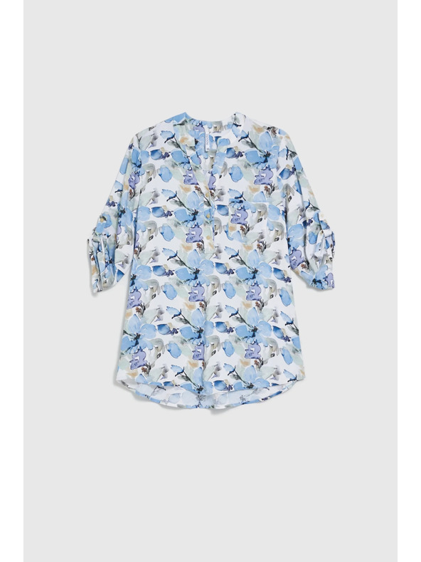 Moodo Viszkóz ing virágmintával kék Moodo