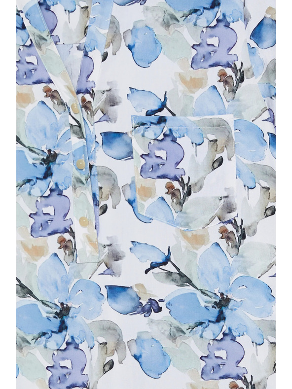 Moodo Viszkóz ing virágmintával kék Moodo