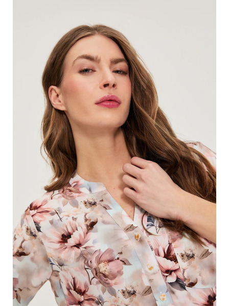 Moodo Viszkóz ing virágmintával rózsaszín Moodo