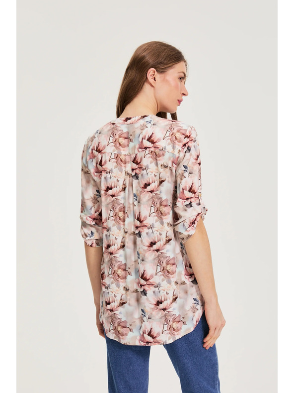 Moodo Viszkóz ing virágmintával rózsaszín Moodo