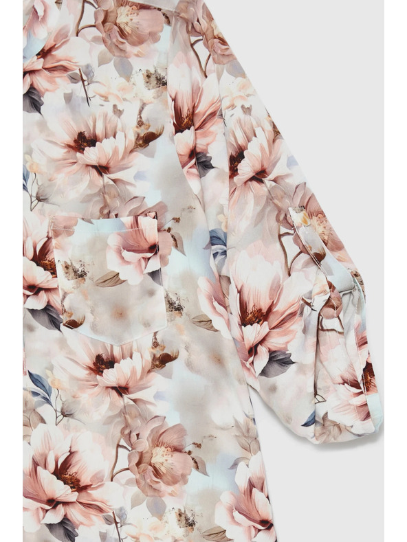 Moodo Viszkóz ing virágmintával rózsaszín Moodo