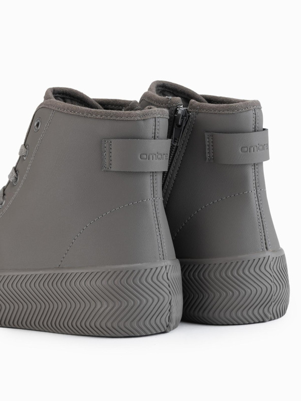 Ombre Clothing Férfi magas tornacipő cipzárral az easy on-hoz - sötét bézs V3 OM-FOTH-0184 Ombre Clothing