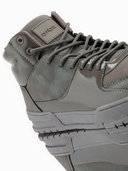 Ombre Clothing Férfi magas tornacipő fényes elemekkel - barna V4 OM-FOSH-0178 Ombre Clothing