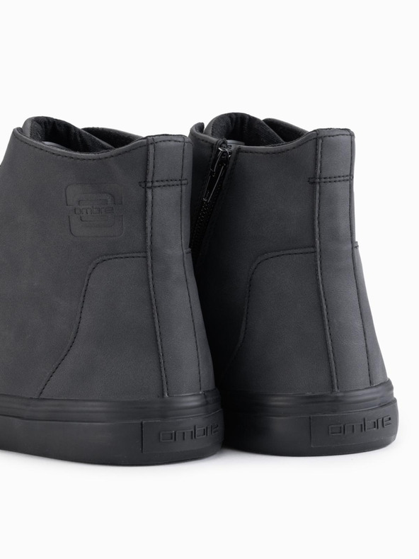 Ombre Clothing Férfi magas tornacipő matt textúrával és domborított logóval - fekete V1 OM-FOTH-0185 Ombre Clothing