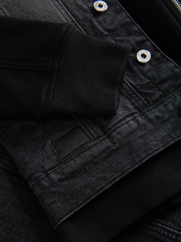 Ombre Clothing Férfi farmerdzeki kötött ujjakkal és kapucnival - fekete V3 OM-JADJ-0220 Ombre Clothing