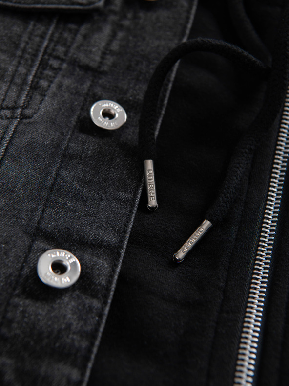 Ombre Clothing Férfi farmerdzeki kötött ujjakkal és kapucnival - fekete V3 OM-JADJ-0220 Ombre Clothing