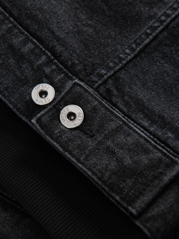 Ombre Clothing Férfi farmerdzeki kötött ujjakkal és kapucnival - fekete V3 OM-JADJ-0220 Ombre Clothing