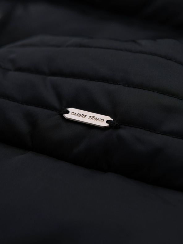 Ombre Clothing Férfi steppelt dzseki fénnyel és állógallérral - fekete V1 OM-JALP-0218 Ombre Clothing