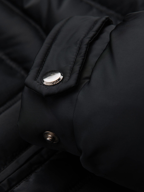 Ombre Clothing Férfi steppelt dzseki fénnyel és állógallérral - fekete V1 OM-JALP-0218 Ombre Clothing