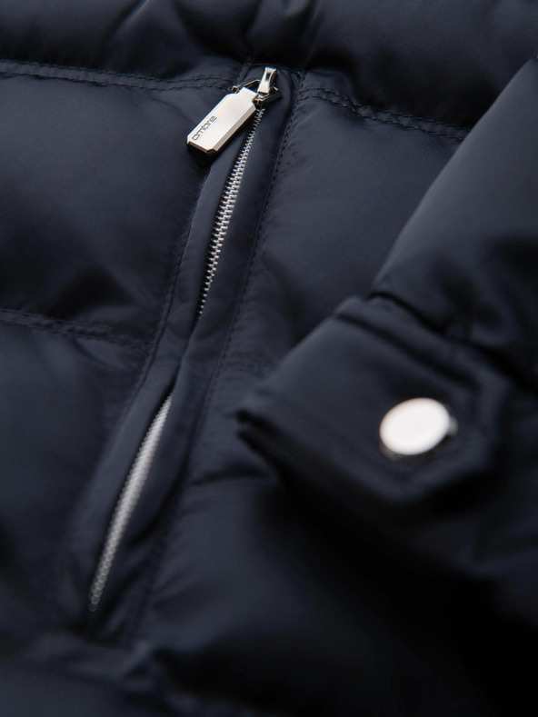 Ombre Clothing Férfi steppelt dzseki fénnyel és állógallérral - sötét kék V2 OM-JALP-0218 Ombre Clothing