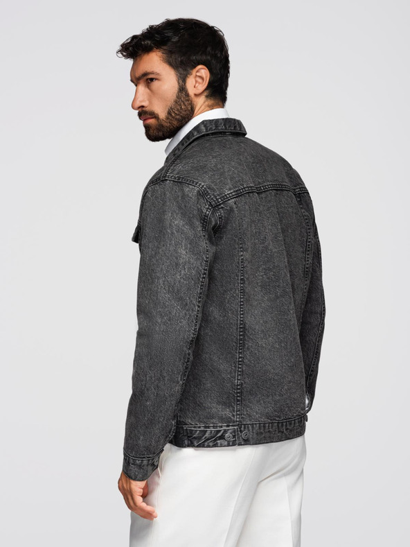 Ombre Clothing Férfi farmerkatana dzseki szegéllyel - fekete V3 OM-JADJ-0219 Ombre Clothing