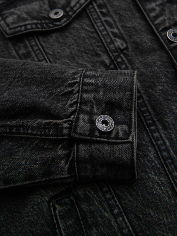 Ombre Clothing Férfi farmerkatana dzseki szegéllyel - fekete V3 OM-JADJ-0219 Ombre Clothing