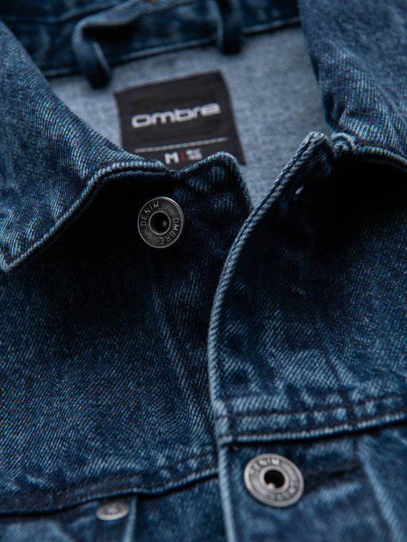 Ombre Clothing Férfi farmerkatana dzseki mosással - kék V4 OM-JADJ-0219 Ombre Clothing