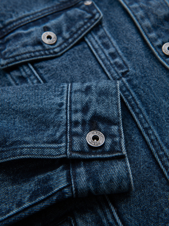 Ombre Clothing Férfi farmerkatana dzseki mosással - kék V4 OM-JADJ-0219 Ombre Clothing