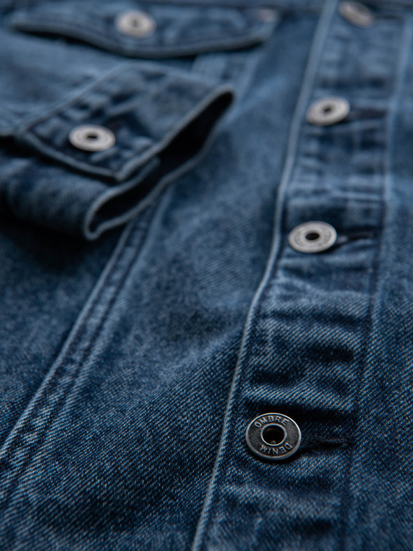 Ombre Clothing Férfi farmerkatana dzseki mosással - kék V4 OM-JADJ-0219 Ombre Clothing