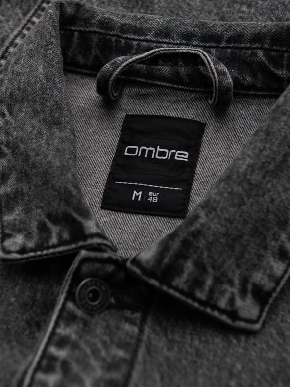 Ombre Clothing Férfi farmerkatana dzseki mosással - grafitszürke V5 OM-JADJ-0219 Ombre Clothing
