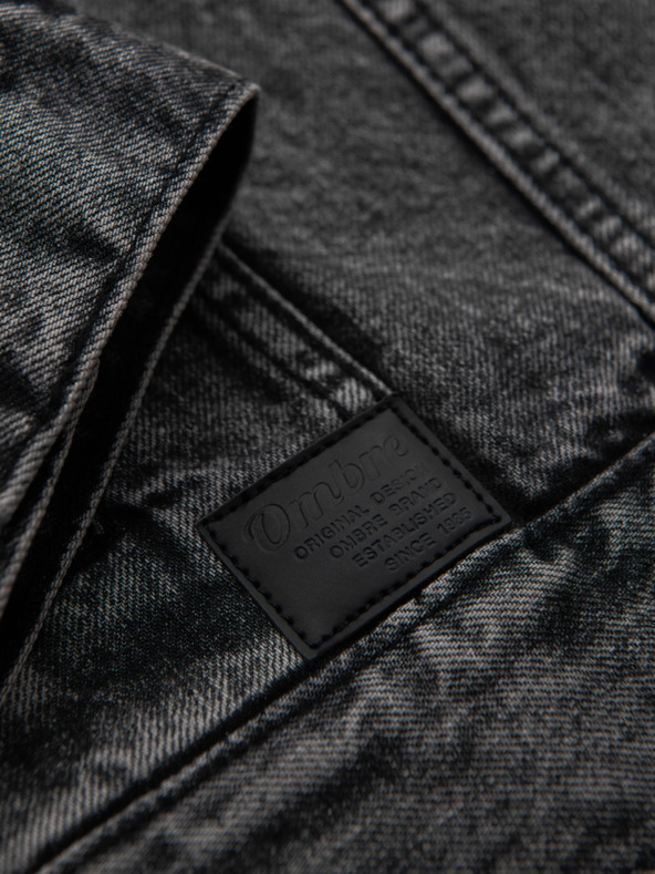 Ombre Clothing Férfi farmerkatana dzseki mosással - grafitszürke V5 OM-JADJ-0219 Ombre Clothing