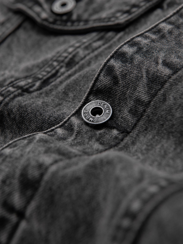 Ombre Clothing Férfi farmerkatana dzseki mosással - grafitszürke V5 OM-JADJ-0219 Ombre Clothing