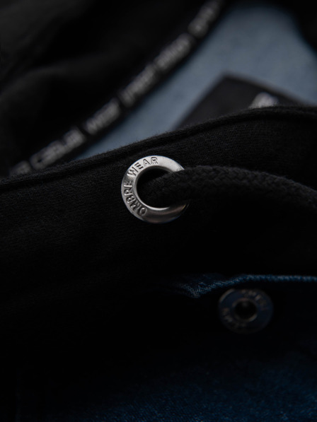 Ombre Clothing Férfi farmerdzeki kötött ujjakkal és kapucnival - kék és fekete V2 OM-JADJ-0220 Ombre Clothing