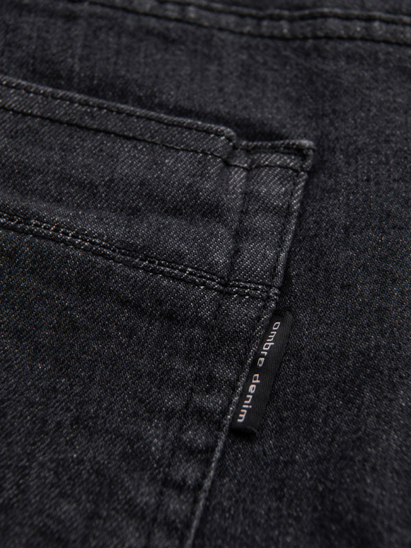 Ombre Clothing Férfi farmernaci szakadással REGULAR FIT - fekete V2 OM-PADP-0241 Ombre Clothing