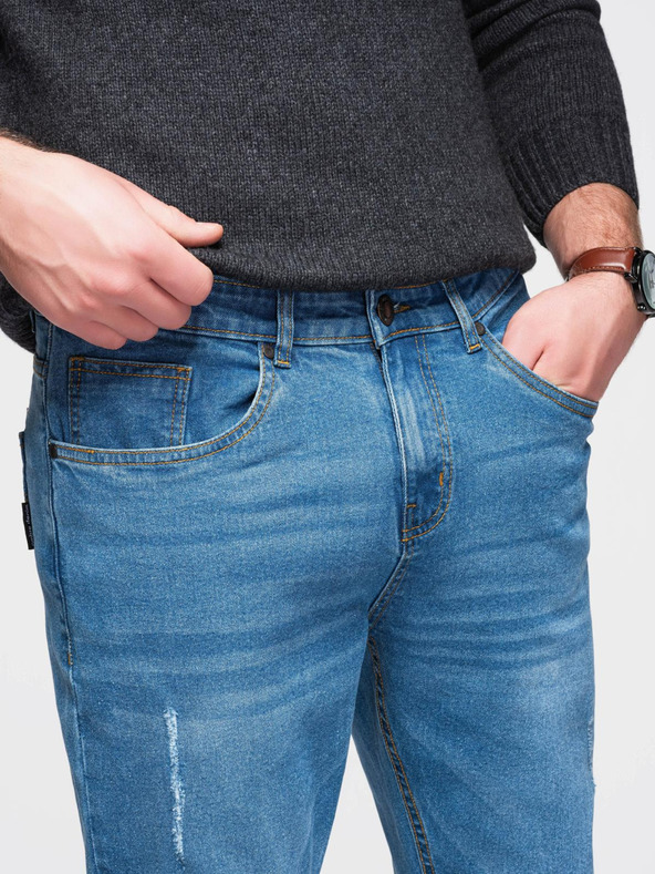 Ombre Clothing Férfi farmernaci kiszélesített REGULAR FIT - kék V3 OM-PADP-0241 Ombre Clothing