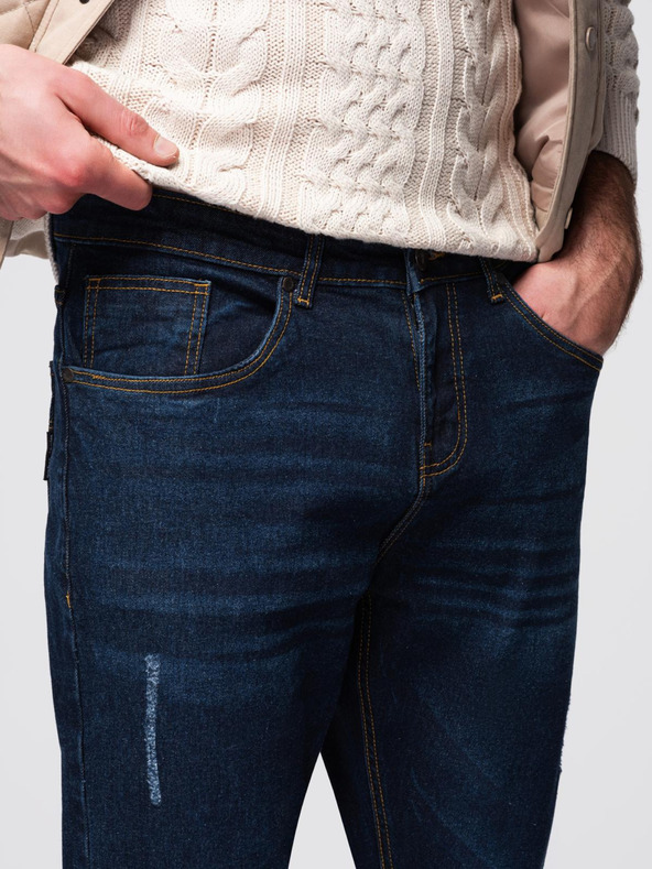 Ombre Clothing Férfi farmernaci REGULAR FIT - sötét kék V4 OM-PADP-0241 Ombre Clothing