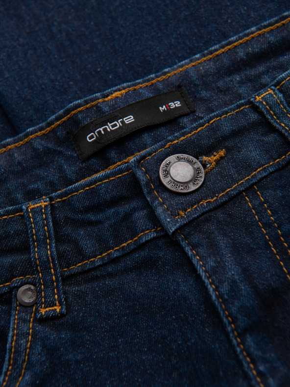 Ombre Clothing Férfi farmernaci REGULAR FIT - sötét kék V4 OM-PADP-0241 Ombre Clothing