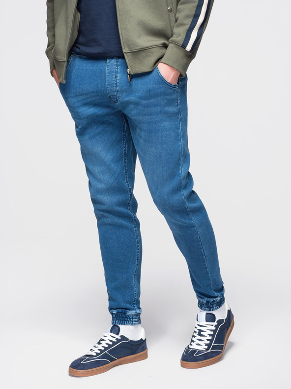 Ombre Clothing Férfi farmernaci csipőzsinórral az övnél - kék V1 OM-PADJ-0242 Ombre Clothing