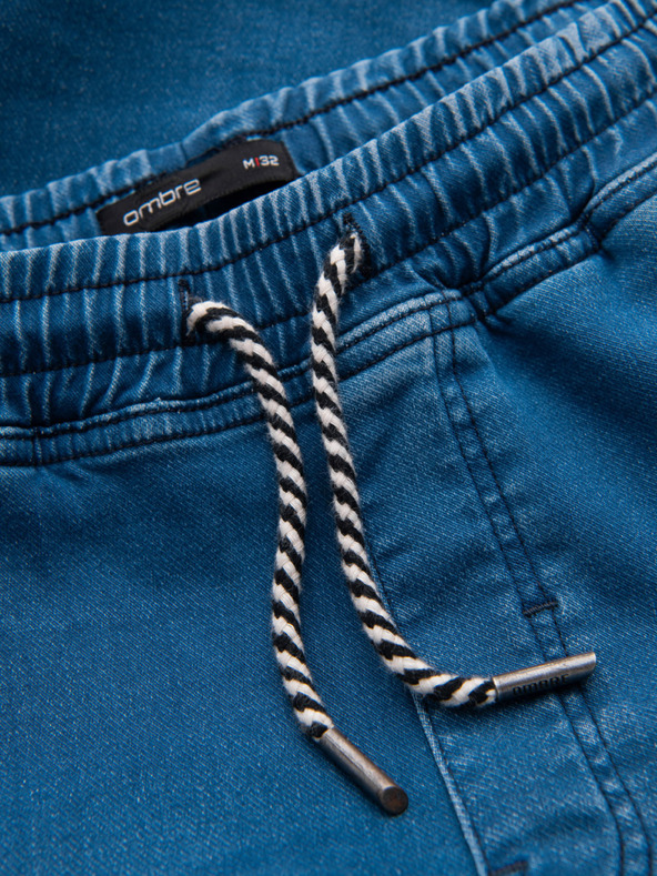 Ombre Clothing Férfi farmernaci csipőzsinórral az övnél - kék V1 OM-PADJ-0242 Ombre Clothing