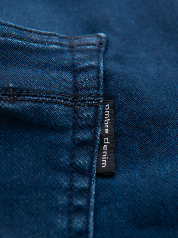 Ombre Clothing Férfi farmernaci bordázott övvel - sötét kék V3 OM-PADJ-0242 Ombre Clothing