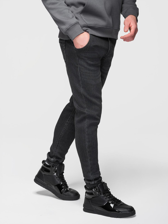 Ombre Clothing Férfi farmernaci csipőzsinórral az övnél - fekete V4 OM-PADJ-0242 Ombre Clothing