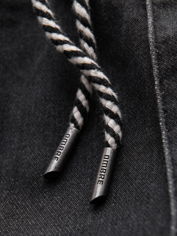 Ombre Clothing Férfi farmernaci csipőzsinórral az övnél - fekete V4 OM-PADJ-0242 Ombre Clothing