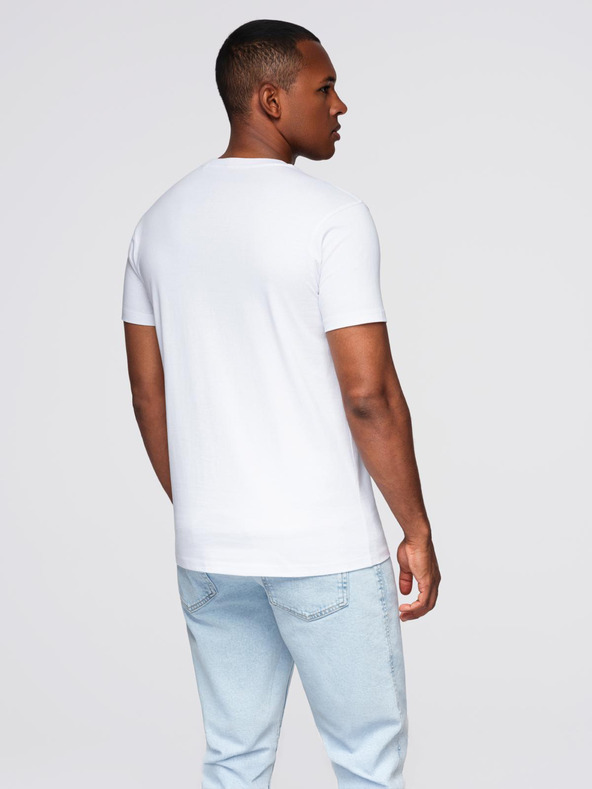 Ombre Clothing Férfi kötött REGULAR szabású póló nyomott mintával - fehér V1 OM-TSPT-0231 Ombre Clothing