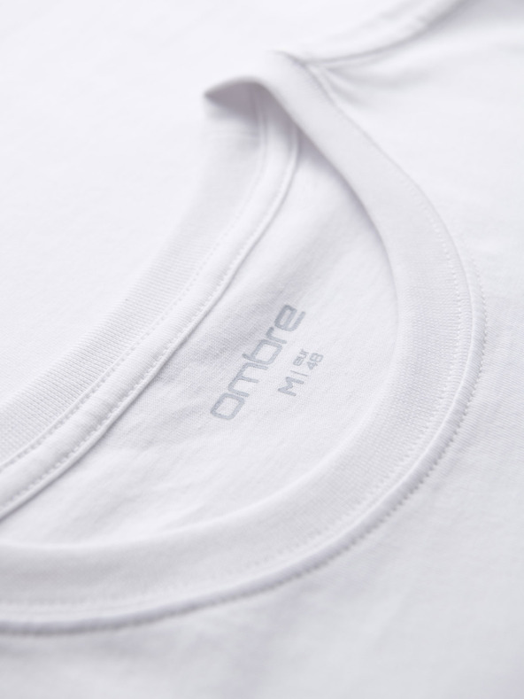 Ombre Clothing Férfi kötött REGULAR szabású póló nyomott mintával - fehér V1 OM-TSPT-0231 Ombre Clothing