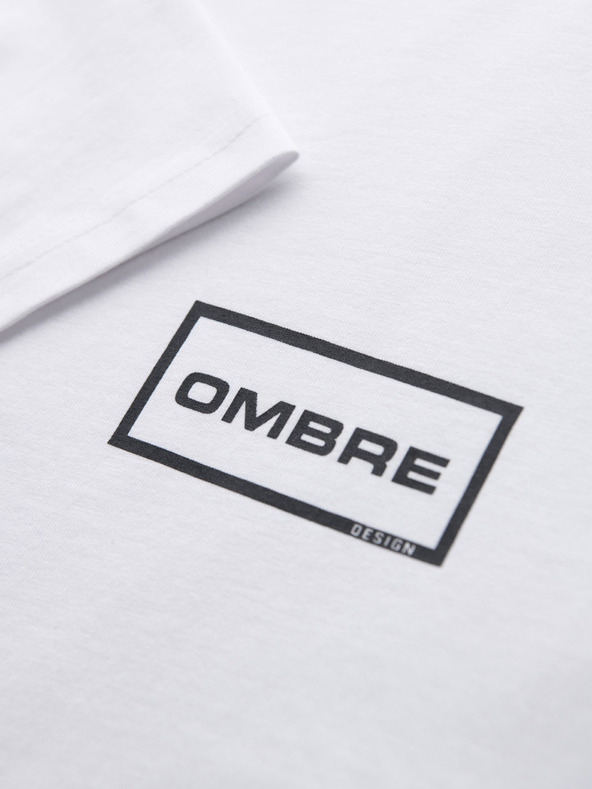 Ombre Clothing Férfi kötött REGULAR szabású póló nyomott mintával - fehér V1 OM-TSPT-0231 Ombre Clothing