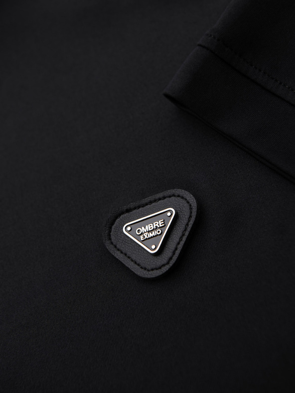 Ombre Clothing Férfi stílusos polópóló rugalmas anyagból - fekete V1 OM-POSS-0150 Ombre Clothing