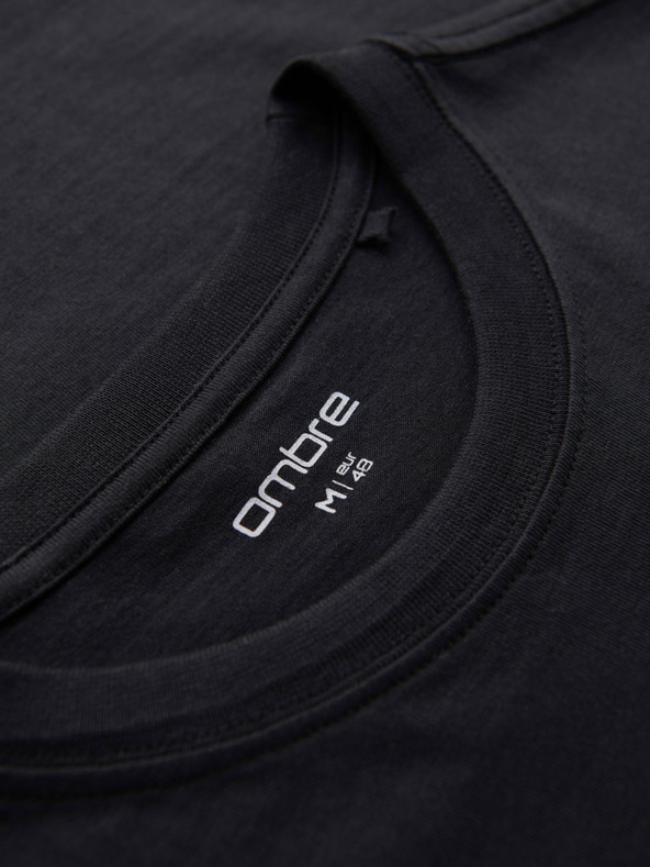 Ombre Clothing Férfi kötött póló nyomott mintával és REGULAR szabással - fekete V2 OM-TSPT-0231 Ombre Clothing