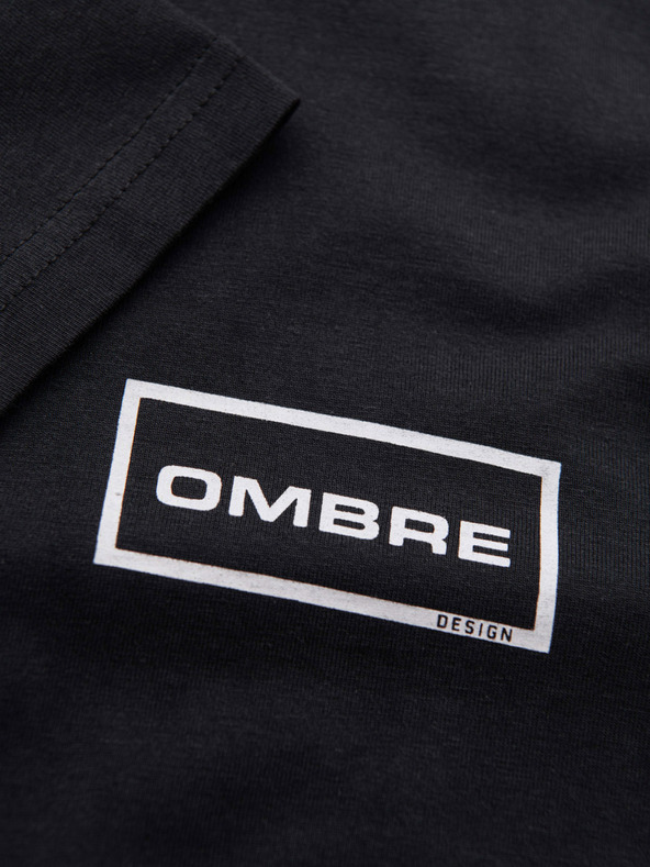 Ombre Clothing Férfi kötött póló nyomott mintával és REGULAR szabással - fekete V2 OM-TSPT-0231 Ombre Clothing