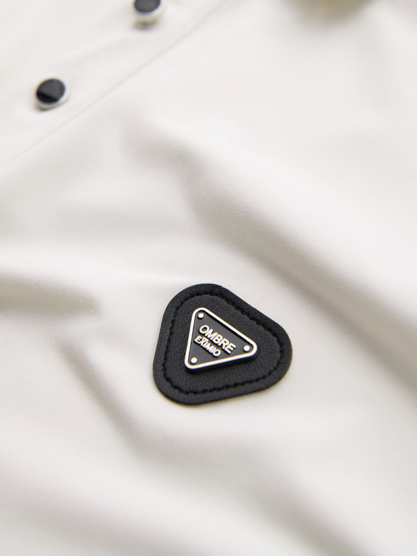 Ombre Clothing Férfi stílusos polópóló rugalmas anyagból - krémszín V2 OM-POSS-0150 Ombre Clothing