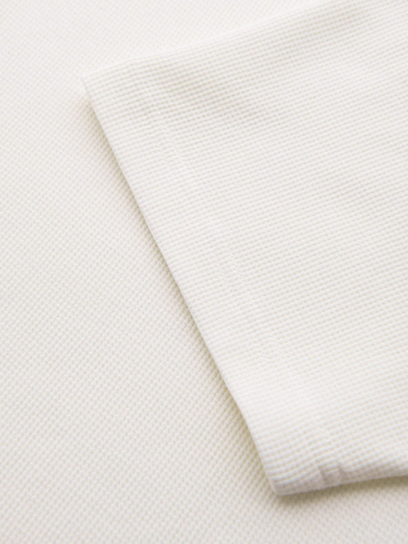 Ombre Clothing Férfi kerek nyakkivágású gofri textúrájú póló - törtfehér V1 OM-TSCT-0197 Ombre Clothing