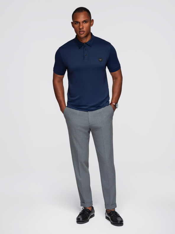 Ombre Clothing Férfi stílusos polópóló rugalmas anyagból - sötét kék V3 OM-POSS-0150 Ombre Clothing