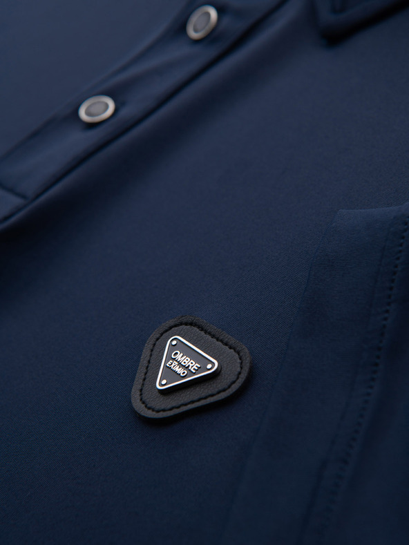 Ombre Clothing Férfi stílusos polópóló rugalmas anyagból - sötét kék V3 OM-POSS-0150 Ombre Clothing