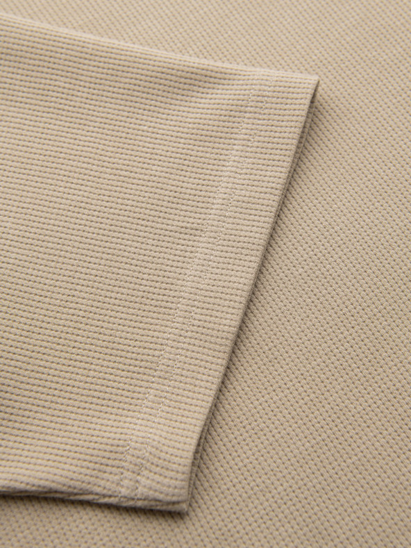 Ombre Clothing Férfi kerek nyakkivágású gofri textúrájú póló - homok V2 OM-TSCT-0197 Ombre Clothing