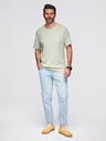 Ombre Clothing Férfi kerek nyakkivágású gofri textúrájú póló - pisztácia V4 OM-TSCT-0197 Ombre Clothing