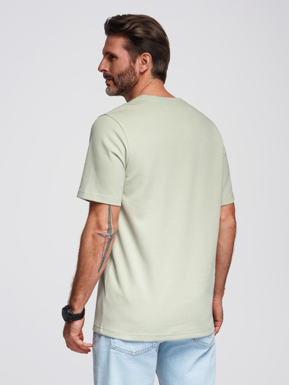 Ombre Clothing Férfi kerek nyakkivágású gofri textúrájú póló - pisztácia V4 OM-TSCT-0197 Ombre Clothing