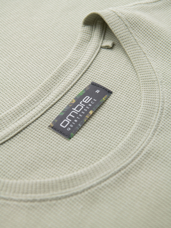 Ombre Clothing Férfi kerek nyakkivágású gofri textúrájú póló - pisztácia V4 OM-TSCT-0197 Ombre Clothing