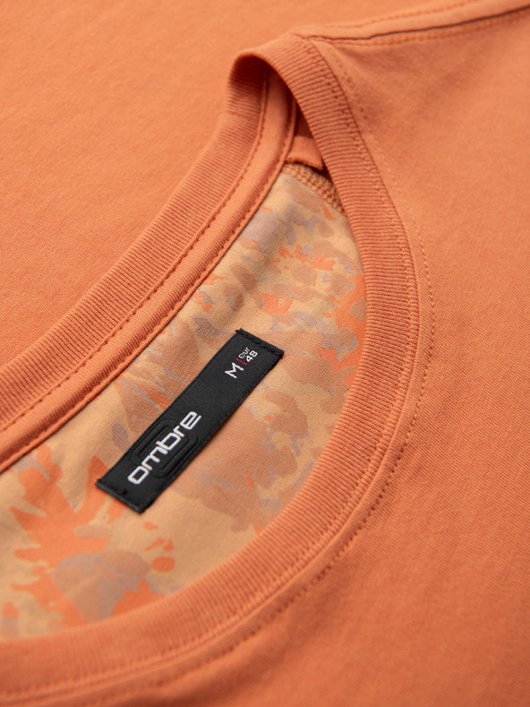 Ombre Clothing Férfi pamut póló zsebbel és nyomott mintával - narancssárga V3 OM-TSPT-0227 Ombre Clothing