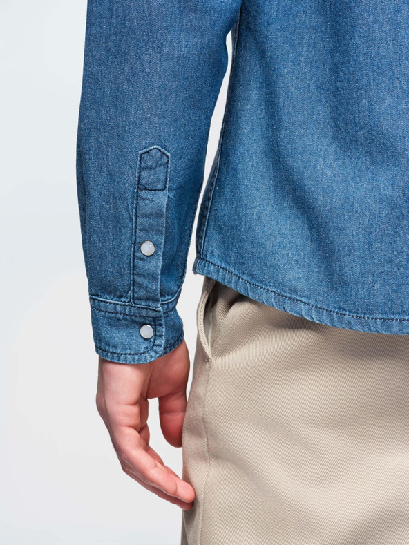 Ombre Clothing Férfi farmer ing gombokkal és zsebekkal - kék V2 OM-SHDS-0210 Ombre Clothing