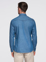 Ombre Clothing Férfi farmer ing gombokkal és zsebekkal - kék V2 OM-SHDS-0210 Ombre Clothing